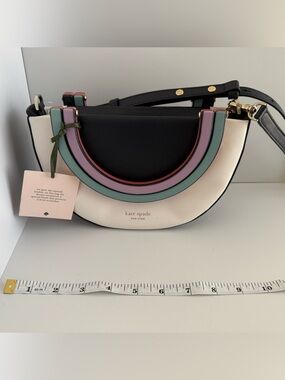 kate spade Black, Cream & Mint Colorblock Crescent Crossbody